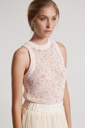Peserico - Tricot top with maxi sequins - Sunrise
