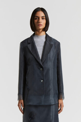 Peserico - Single-breasted blazer in silk, cotton and organza - Crystal blue