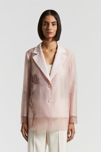 Peserico - Single-breasted blazer in silk, cotton and organza - Sunrise