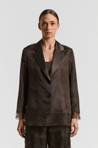 Peserico - Single-breasted blazer in bonded organza - Ebony