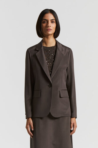 Peserico - Single-breasted blazer in crepe de chine - Ebony