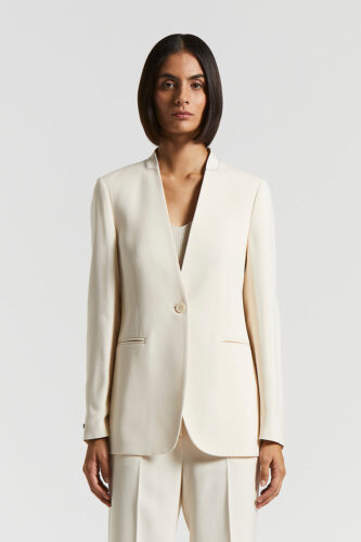 Peserico - Single-breasted blazer in viscose cady - Quartz sand
