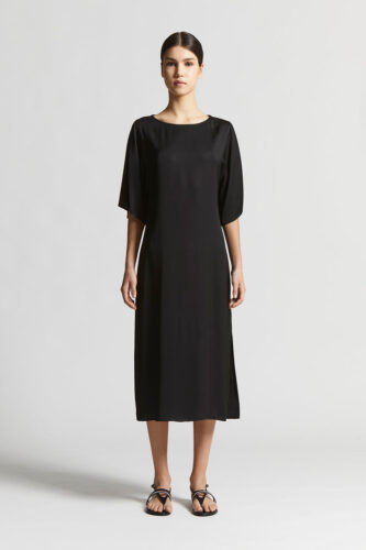 Peserico - Viscose midi dress with Punto Luce - Black