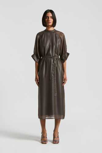 Peserico - Midi dress in lightweight laminated chiffon - Ebony