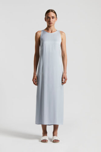 Peserico - Viscose long dress with scoop back - Crystal blue