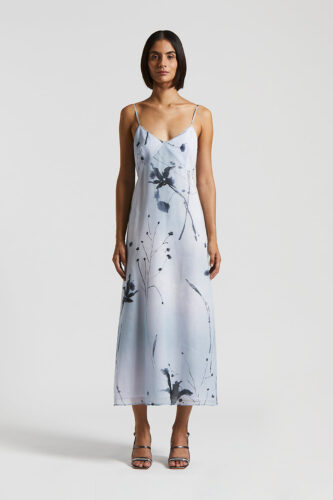 Peserico - Printed voile slip dress with straps - Crystal blue