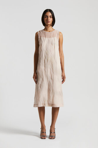 Peserico - Lightweight crinkled organza midi dress - Sunrise