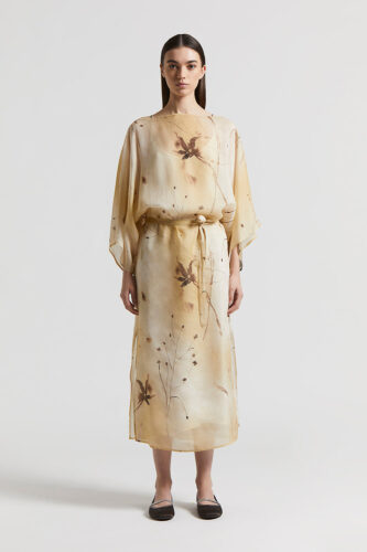 Peserico - Printed voile dress - Amber beige