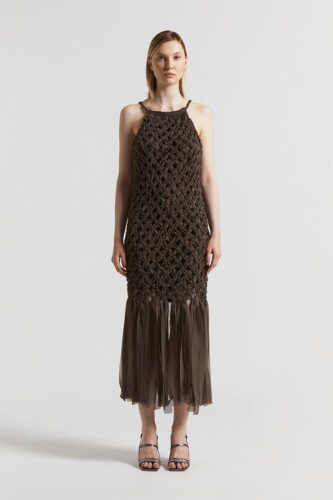 Peserico - Long dress in ultra-light chiffon - Ebony