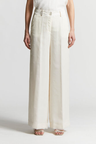 Peserico - Trousers in lightweight silk organza - Almond white