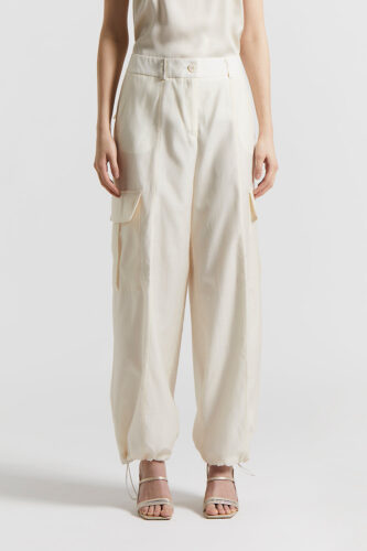 Peserico - Silk and cotton organza trousers - Quartz sand