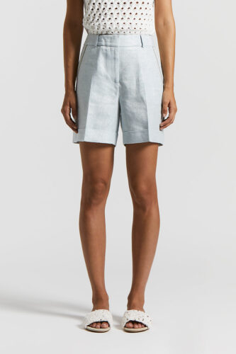 Peserico - Linen cotton Lurex fabric shorts - Crystal blue