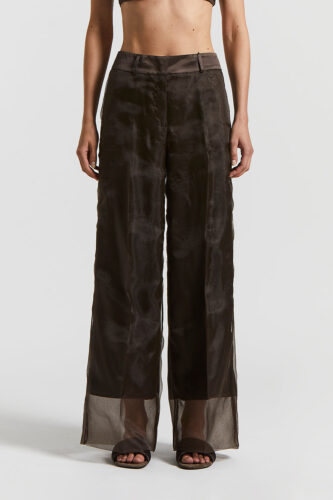 Peserico - Organza and satin doubled trousers - Ebony