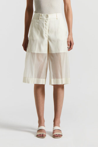 Peserico - Lined organza Bermuda shorts - Quartz sand