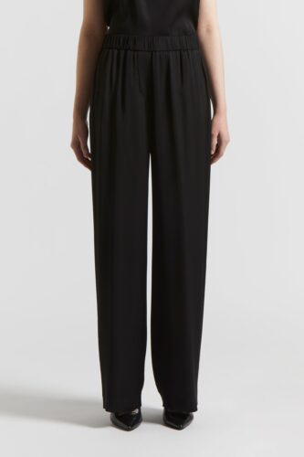 Peserico - Viscose satin palazzo trousers - Black