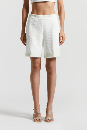 Peserico - Cotton fleece shorts with sequins - Natural white