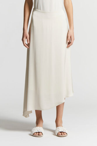 Peserico - Flared skirt in fluid viscose satin - Almond white
