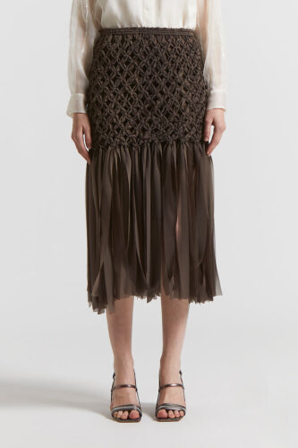 Peserico - Hand-woven skirt in ultra lightweight chiffon - Ebony