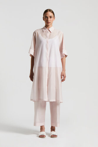 Peserico - Cotton organza and silk organza midi shirt - Sunrise