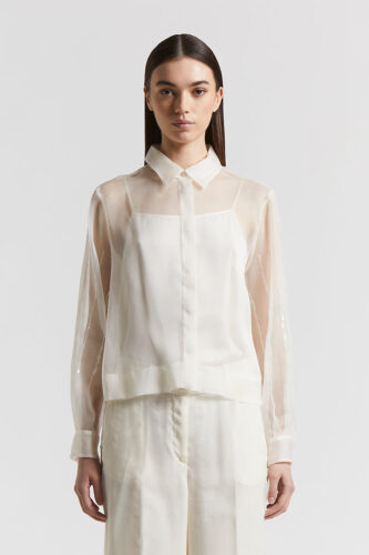 Peserico - Silk-blend organza shirt - Almond white