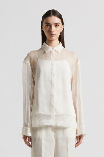 Peserico - Shirt in lightweight technical silk organza - Almond white