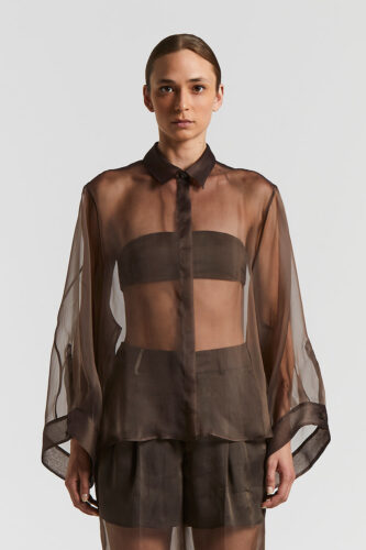 Peserico - Oversize shirt in technical silk organza - Ebony