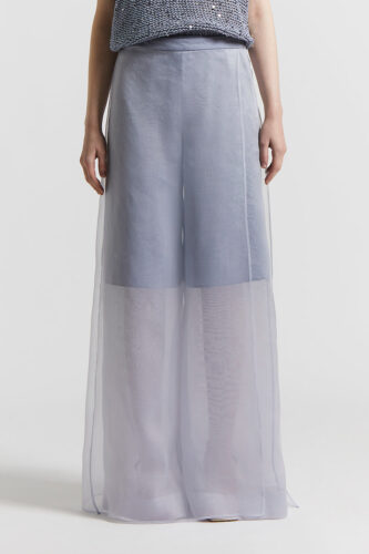 Peserico - Long skirt in lightweight silk organza - Crystal blue