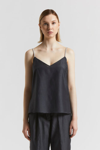 Peserico - Cotton and silk organza top - Smoke Grey