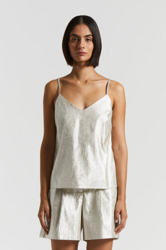 Peserico - Metallic effect linen top - Quartz sand