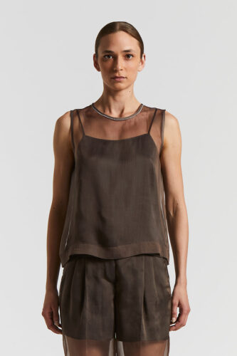 Peserico - Organza top with slip - Ebony