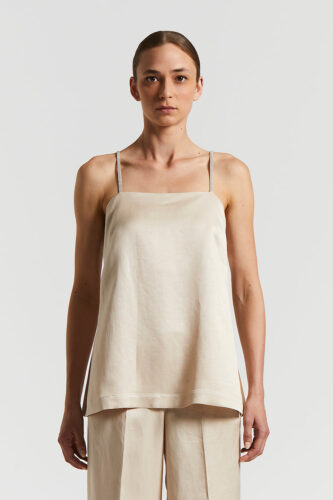 Peserico - Fluid viscose and linen twill top - Amber Beige