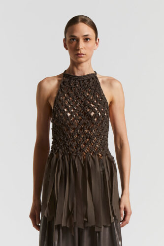 Peserico - Hand-woven top in lightweight chiffon - Ebony