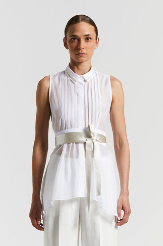 Peserico - Sleeveless shirt in silk and cotton organza - White