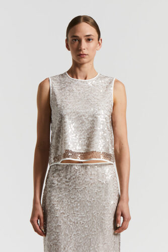 Peserico - Lightweight translucent sequin net top - Amber Beige
