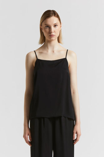 Peserico - Flowing viscose satin top - Black