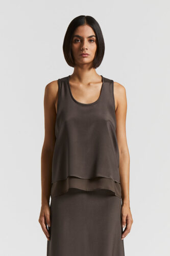 Peserico - Chiffon crepe de chine top - Ebony