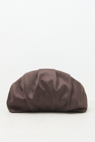 Peserico - Satin and organza fabric clutch - Ebony