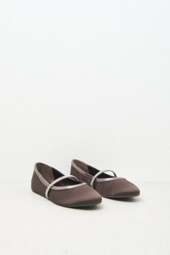 Peserico - Flat satin ballerinas - Ebony