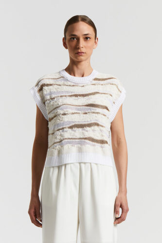 Peserico - Knitted cotton-viscose top - Quartz sand