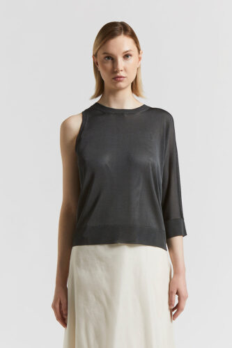 Peserico - Lightweight, shiny viscose tricot knit - Smoke Grey