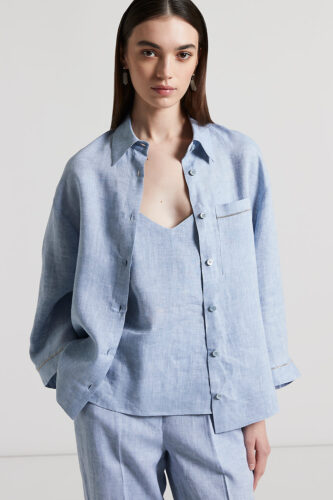 Peserico - Light and cool pure linen shirt - Sunrise blue