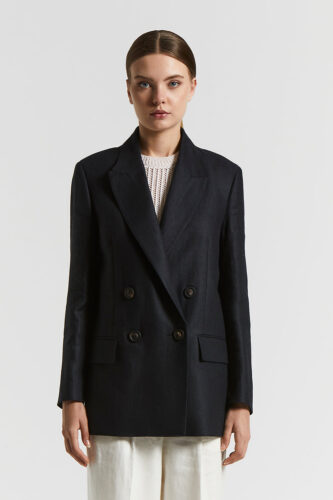 Peserico - Pure linen double-breasted blazer - Abyss