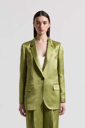 Peserico - Single-breasted viscose and linen satin blazer - Cedar