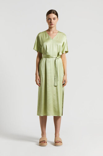 Peserico - Flowing viscose satin midi dress - Aloe