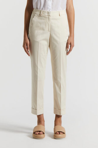 Peserico - Stretch cotton satin trousers - Quartz sand