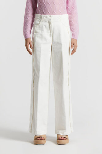 Peserico - Stretch drill cotton trousers - Cloud white