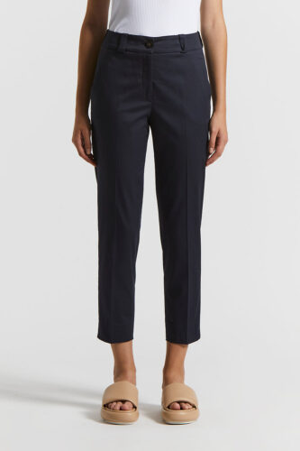 Peserico - Stretch cotton satin trousers - Space blue