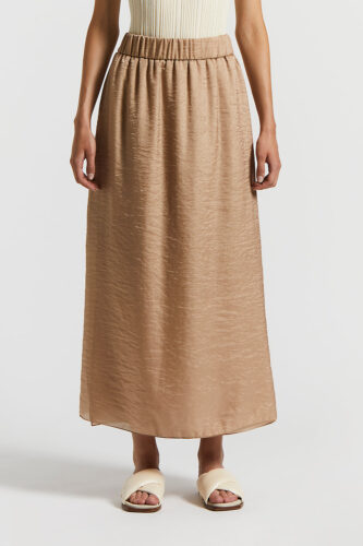 Peserico - Long skirt in fluid organza with wet effect - Desert