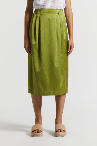Peserico - Viscose-cotton blend satin pencil skirt - Cedar