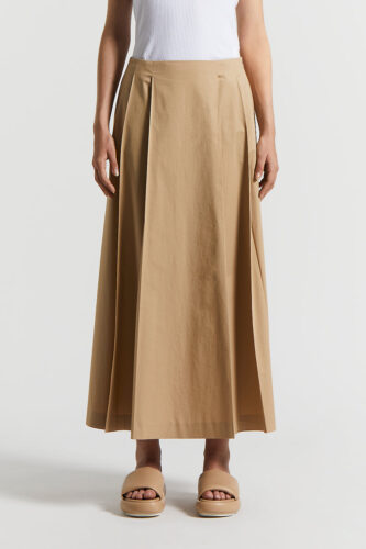 Peserico - Lightweight stretch cotton satin long skirt - Desert